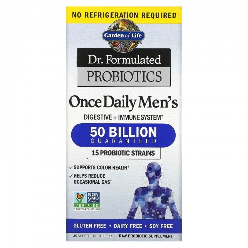 Garden of Life, Dr. Formulated Probiotics, пробиотики, одна таблетка в день для мужчин, 50 миллиардов бактерий,30 растительных капсул Garden of Life, Dr. Formulated Probiotics, пробиотики, одна таблетка в день для мужчин, 50 миллиардов бактерий,30 растительных капсул